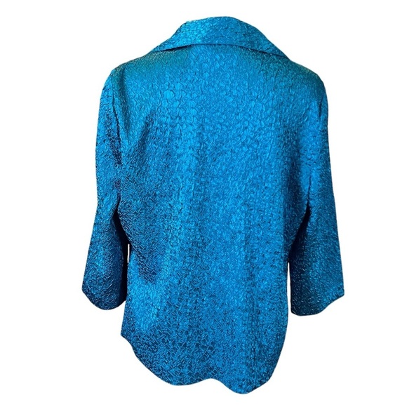 Chicos Travelers Catalina Open Front Jacket BlueCrush Crinkle Collar Size M - Picture 3 of 4